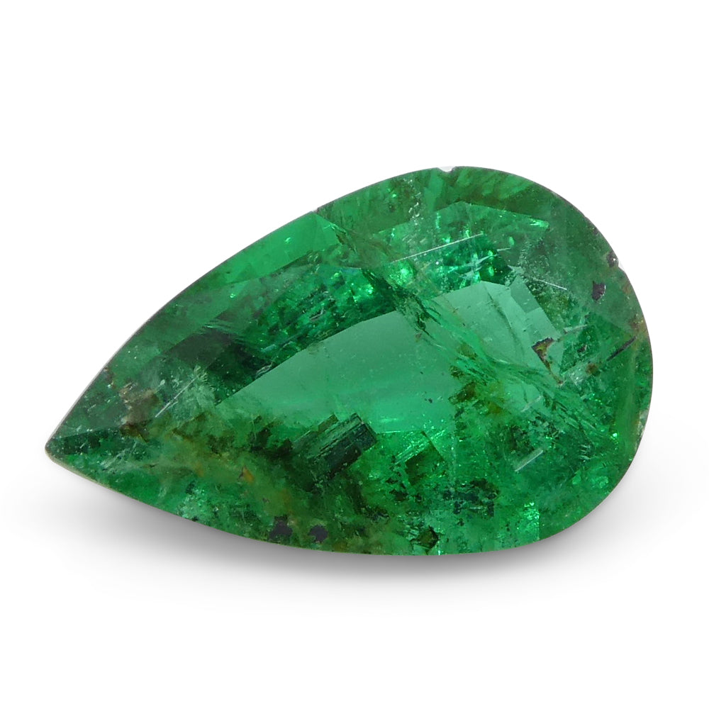 1.49ct Pear Green Zambian Emerald, premium Step Cut gemstone from SkyJems' rare international collection