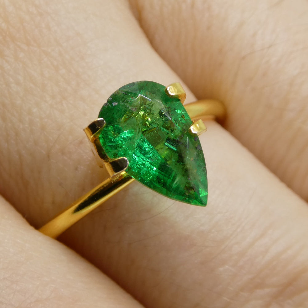 1.49ct Pear Green Zambian Emerald, precision-cut Step style, premium SkyJems gemstone collection