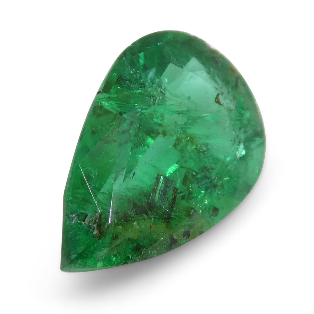 1.49ct Pear Green Zambian Emerald from SkyJems, premium Step Cut gemstone with vibrant forest-green color