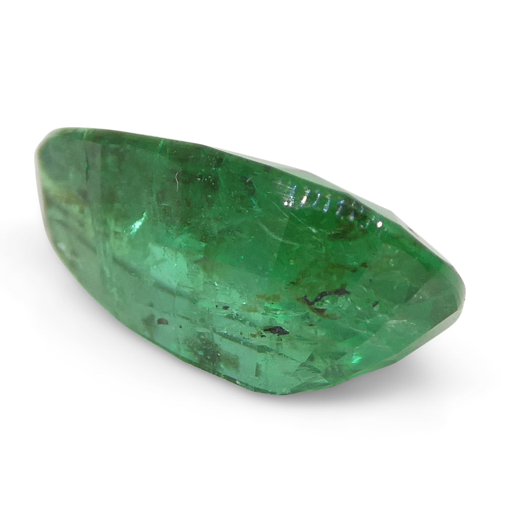 1.8ct Pear Green Zambian Emerald from SkyJems, premium step-cut gemstone with vibrant slightly bluish green color
