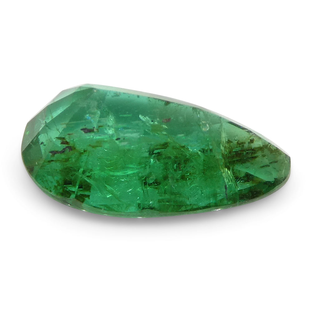 1.8ct Pear Green Zambian Emerald from SkyJems - premium step-cut green beryl gemstone with vibrant slightly bluish color