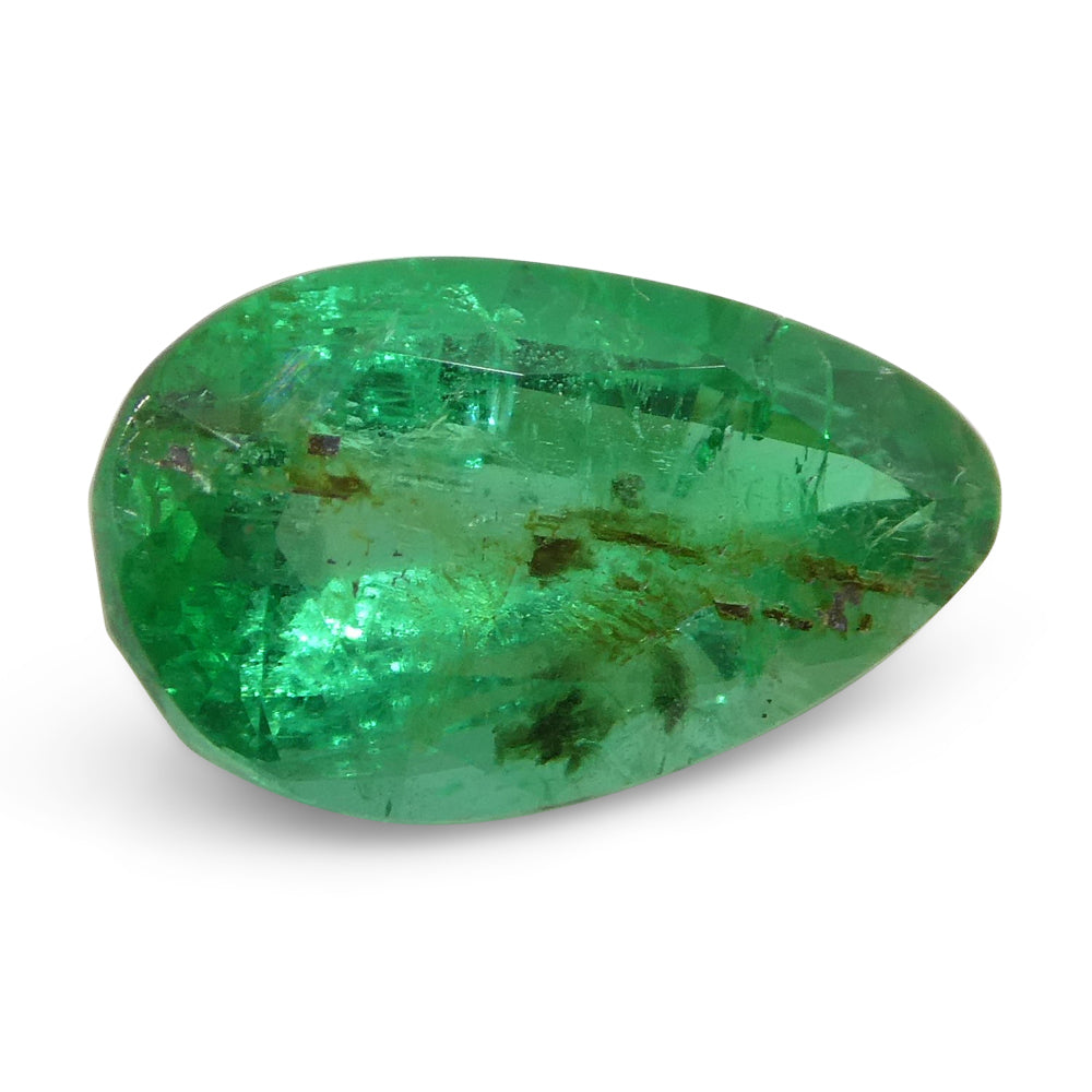 1.8ct Pear Green Zambian Emerald from SkyJems - premium step-cut green beryl gemstone with rich color and exceptional clarity