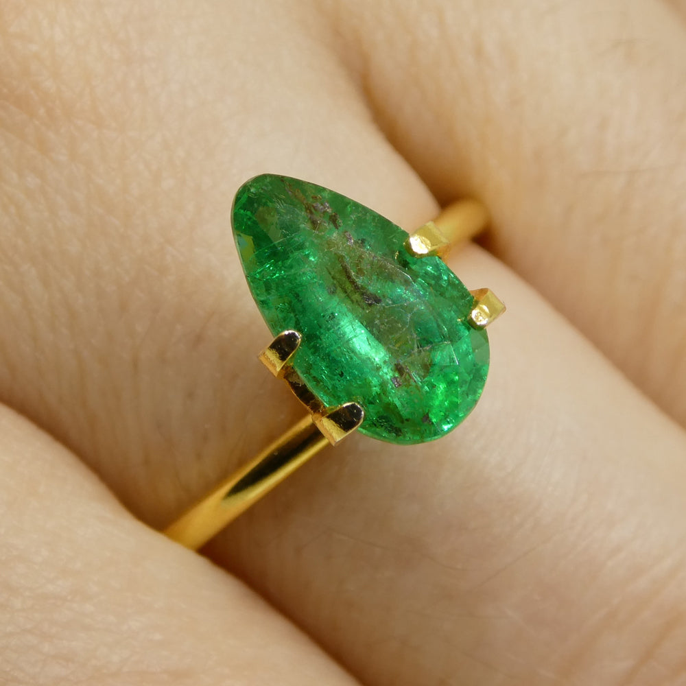 1.8ct Pear Green Zambian Emerald from SkyJems - premium step-cut green beryl gemstone with rich color and exceptional clarity