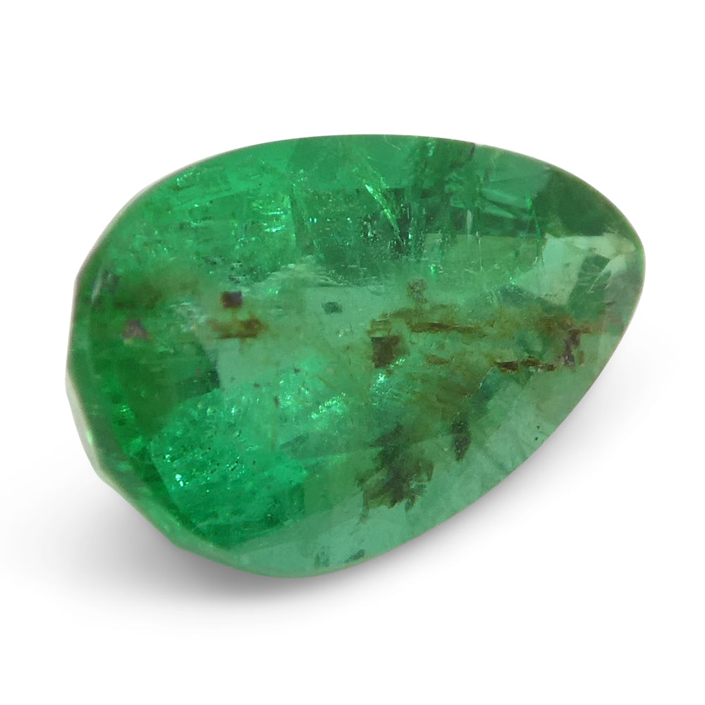 1.8ct Pear Green Zambian Emerald from SkyJems, premium step-cut green beryl gemstone with bluish undertones