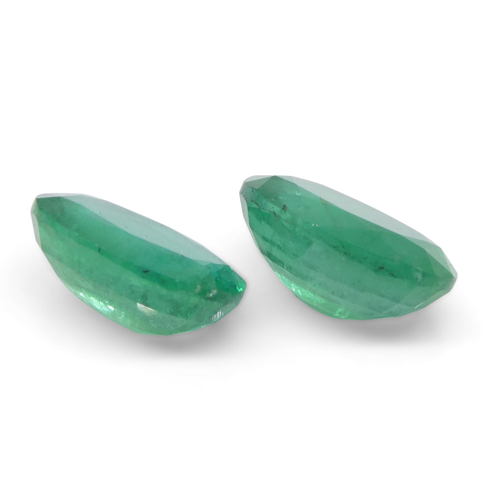 SkyJems 3.26ct Oval Emerald Pair in Bluish Green from Zambia, Premium Beryl Gemstone Collection