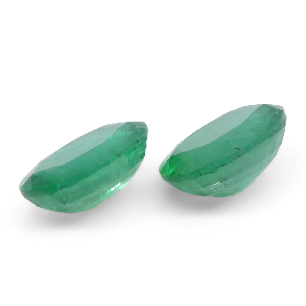 SkyJems 3.26ct Oval Green Emerald Pair from Zambia, bluish green beryl gemstone with moderate clarity