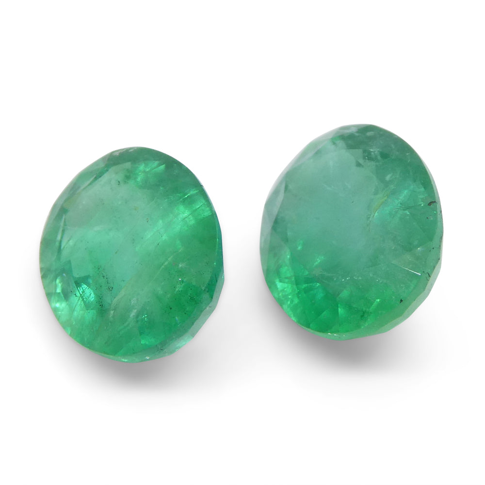 SkyJems 3.26ct Oval Emerald Pair, Bluish Green Zambian Beryl Gemstone for Fine Jewelry