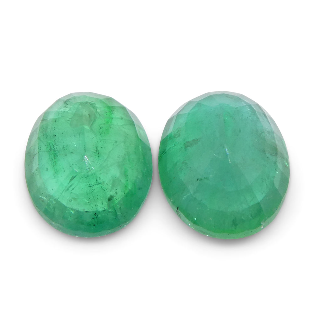 SkyJems 3.26ct Oval Emerald Pair in Bluish Green from Zambia, Fine Gem Quality Beryl Stone