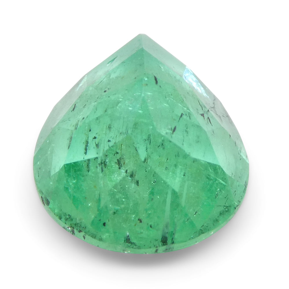 SkyJems 2.94ct Colombian Pear Emerald: Bluish Green Beryl Gemstone with Modified Brilliant Cut