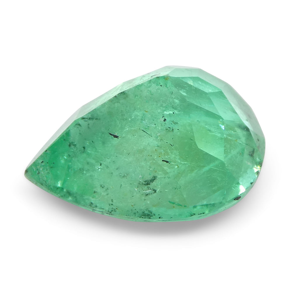 SkyJems 2.94ct Colombian Pear Emerald: Bluish Green Beryl Gemstone in Modified Brilliant Cut