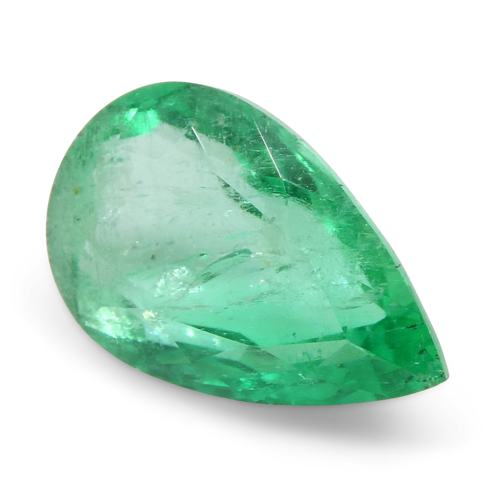 1.35ct Colombian Emerald, bluish green pear cut gemstone from SkyJems premium colored gem collection