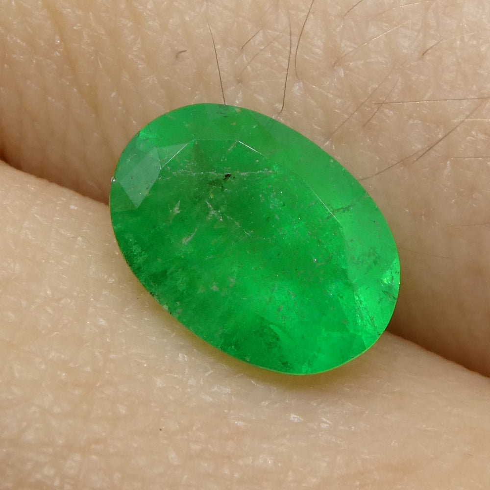 1.25ct Colombian Oval Green Emerald, premium medium-dark beryl gemstone from SkyJems' curated collection