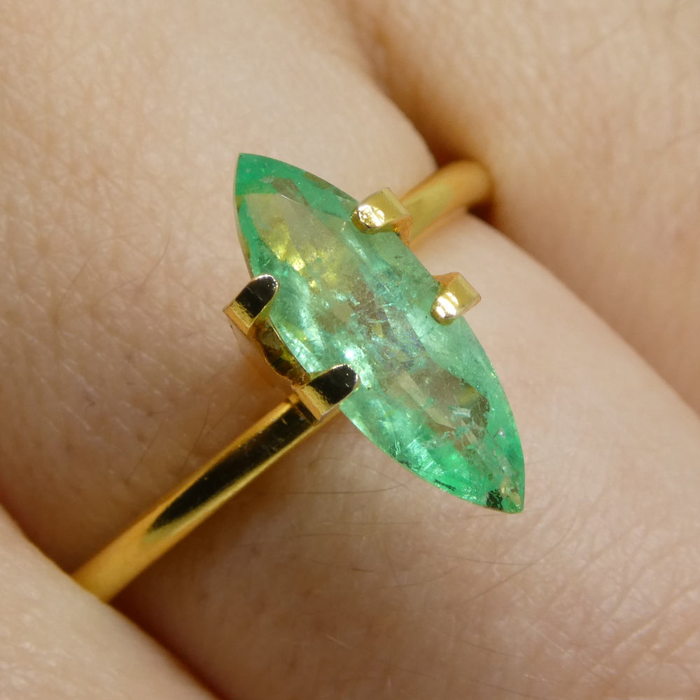 1.04ct Colombian Marquise Green Emerald, bluish green beryl gemstone from SkyJems premium collection