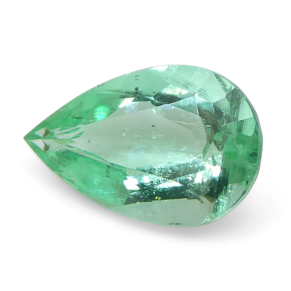 0.58ct Colombian Pear Green Emerald, Modified Brilliant Cut, premium green beryl gemstone by SkyJems Canada