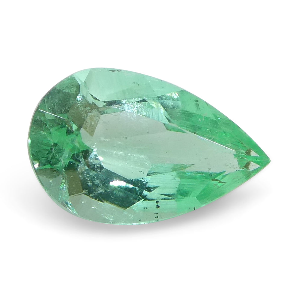 0.58ct Colombian Pear Green Emerald, Modified Brilliant Cut, premium green beryl gemstone from SkyJems' curated collection