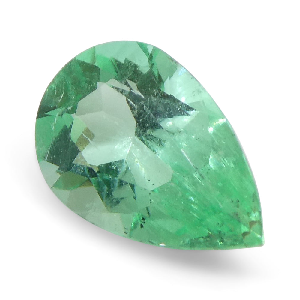 0.58ct Colombian Pear Green Emerald, Modified Brilliant Cut, premium green beryl gemstone by SkyJems Canada