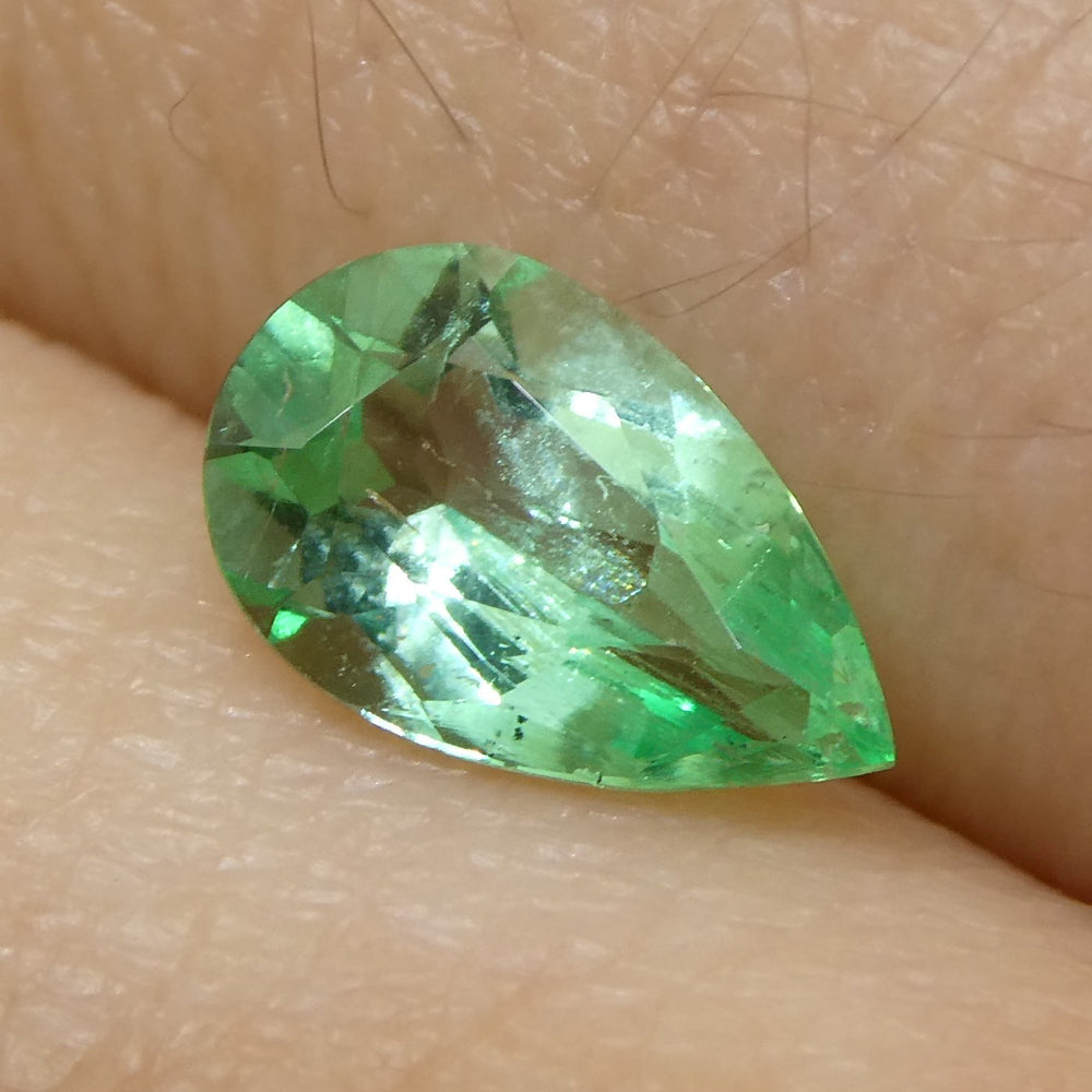 0.58ct Colombian Pear Green Emerald, Modified Brilliant Cut | Premium Gemstone by SkyJems, Rare Natural Green Beryl