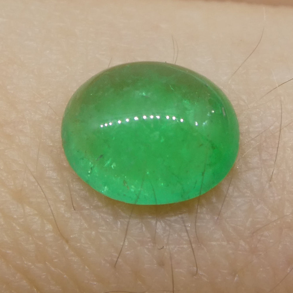 0.7ct Colombian Green Emerald Oval Cabochon Gemstone from SkyJems Fine Colored Gem Collection