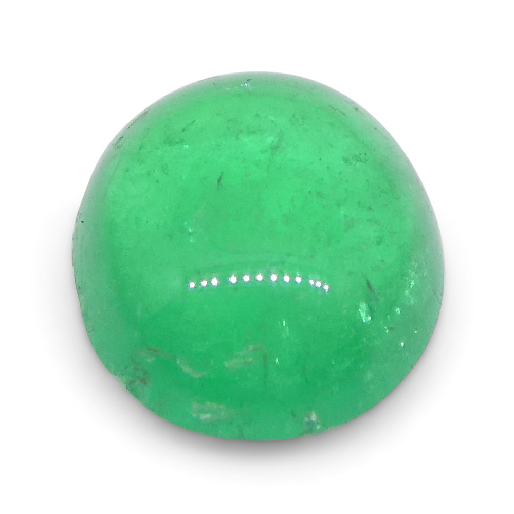SkyJems 0.7ct Colombian Green Emerald Oval Cabochon, rare beryl gemstone with vibrant medium-green hue