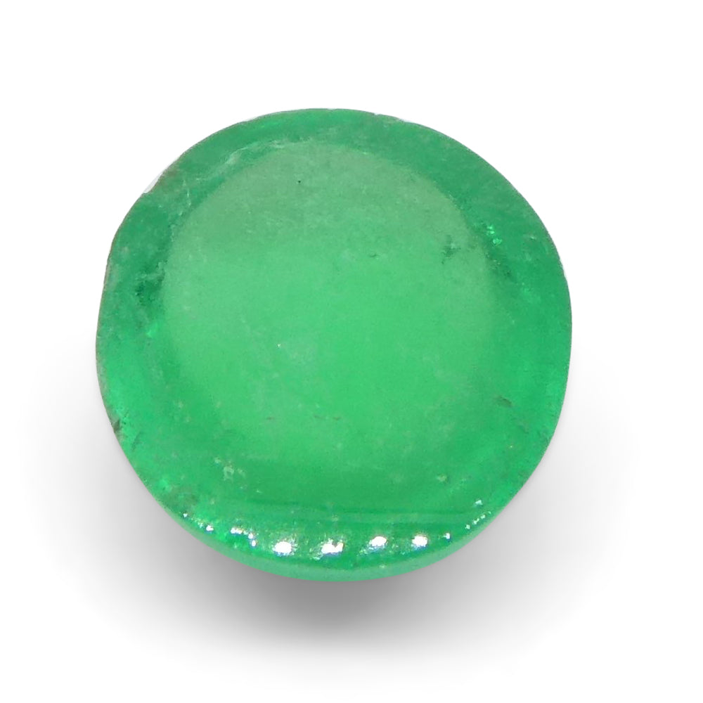 SkyJems 0.7ct Colombian Green Emerald Oval Cabochon, rare beryl gemstone with vibrant medium-green hue