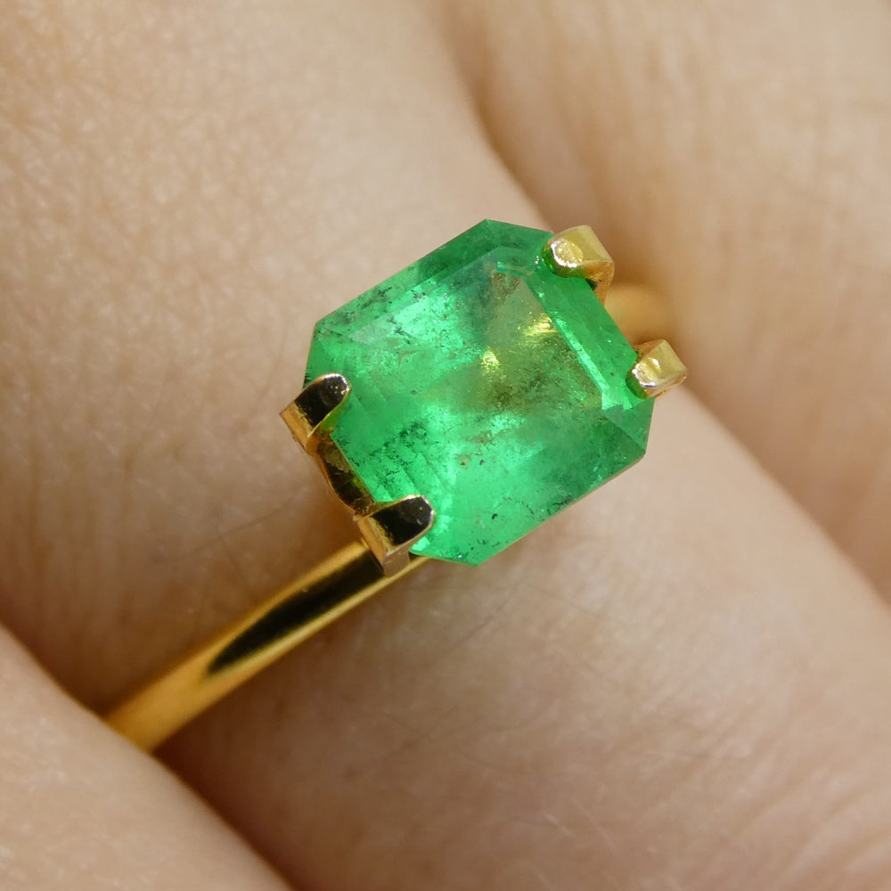 1.24ct Colombian Green Square Emerald, precision-cut gem from SkyJems' premium gemstone collection