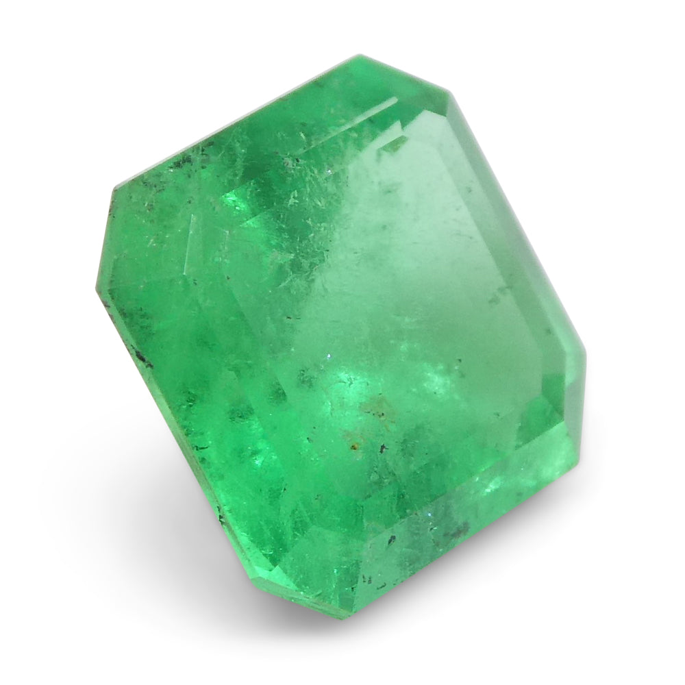 1.24ct Colombian Green Emerald Square Step Cut, premium green beryl gemstone from SkyJems Canadian gem specialists