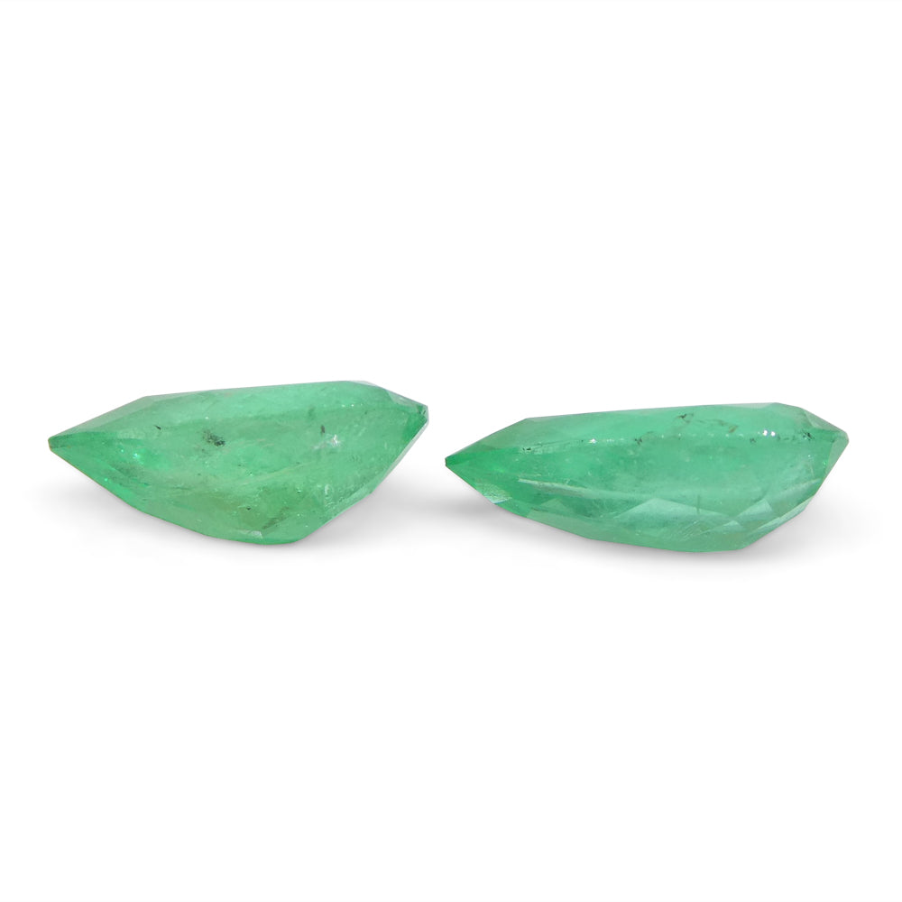 1.8ct Colombian Emerald Pair, Pear-Cut Green Gemstones from SkyJems Rare Gem Collection