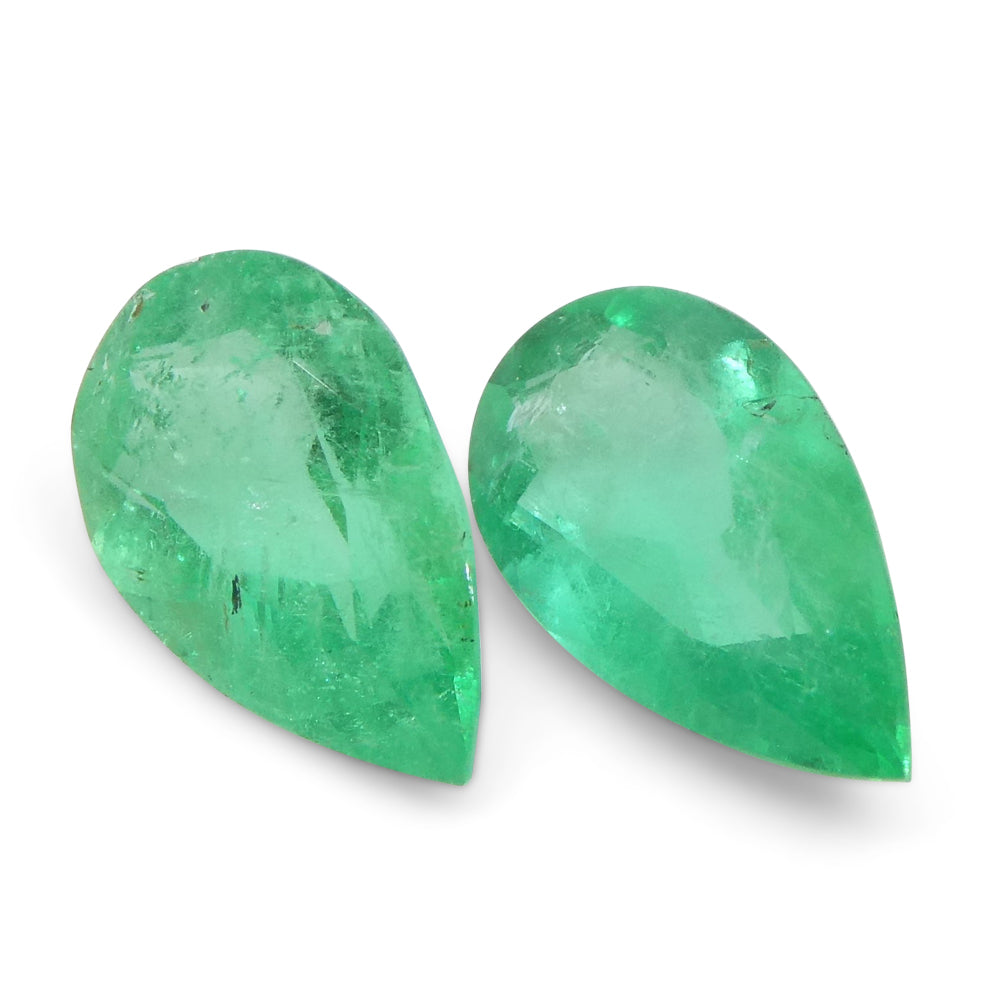 1.8ct Colombian Emerald Pair: Vivid Green Pear-Cut Gems from SkyJems Rare Gemstone Collection