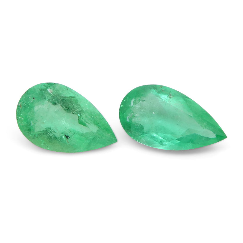 1.8ct Colombian Emerald Pair, Pear-Cut Green Gemstones from SkyJems Rare Gem Collection