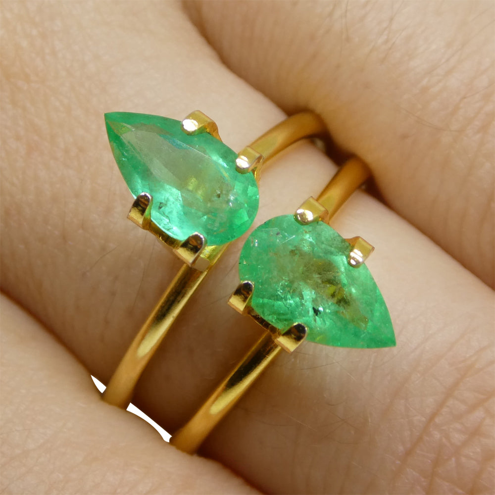 1.8ct Colombian Emerald Pair: Vivid Green Pear-Cut Gems from SkyJems Rare Gemstone Collection