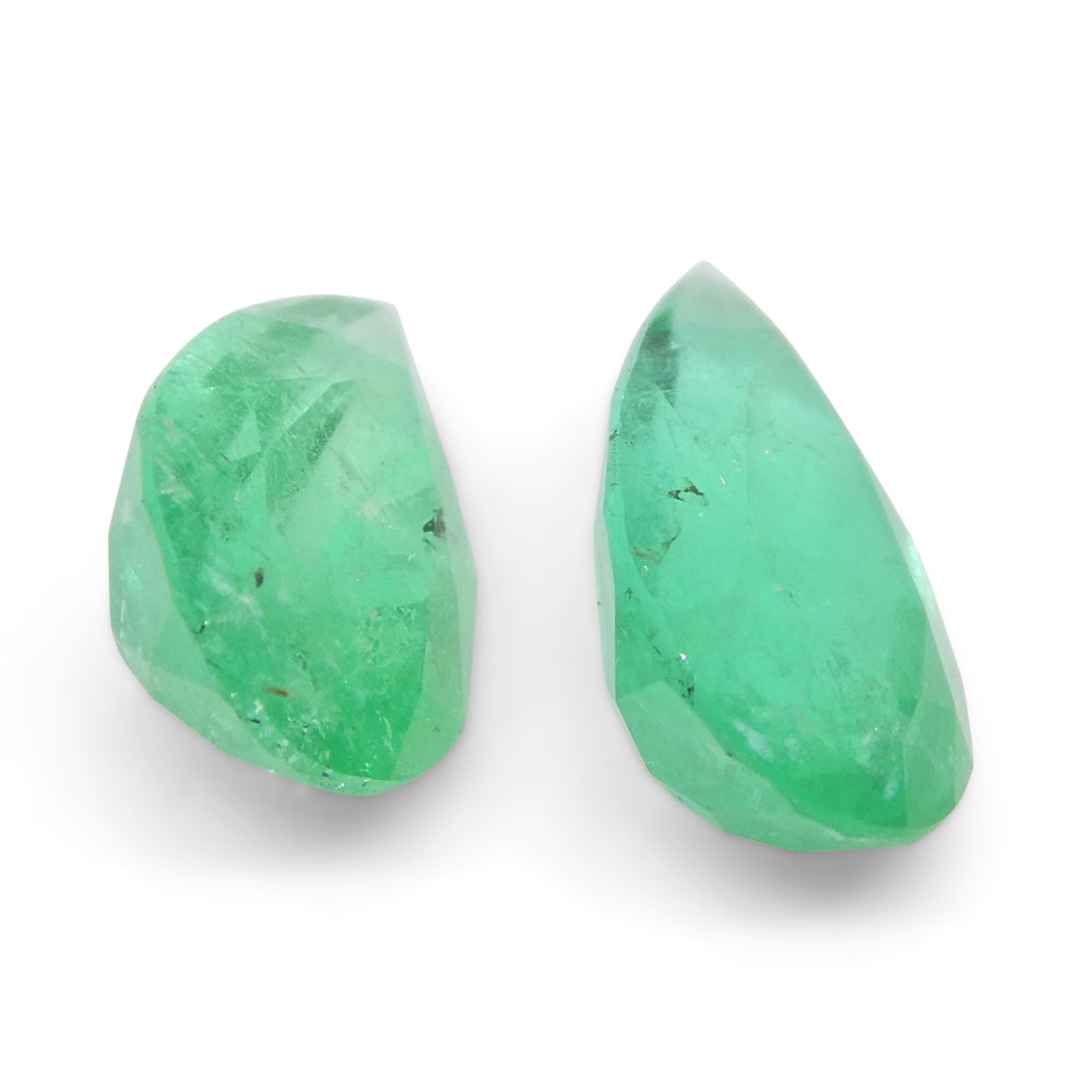 1.8ct Colombian Emerald Pair, Pear-Cut Green Gemstones from SkyJems Fine Gem Collection