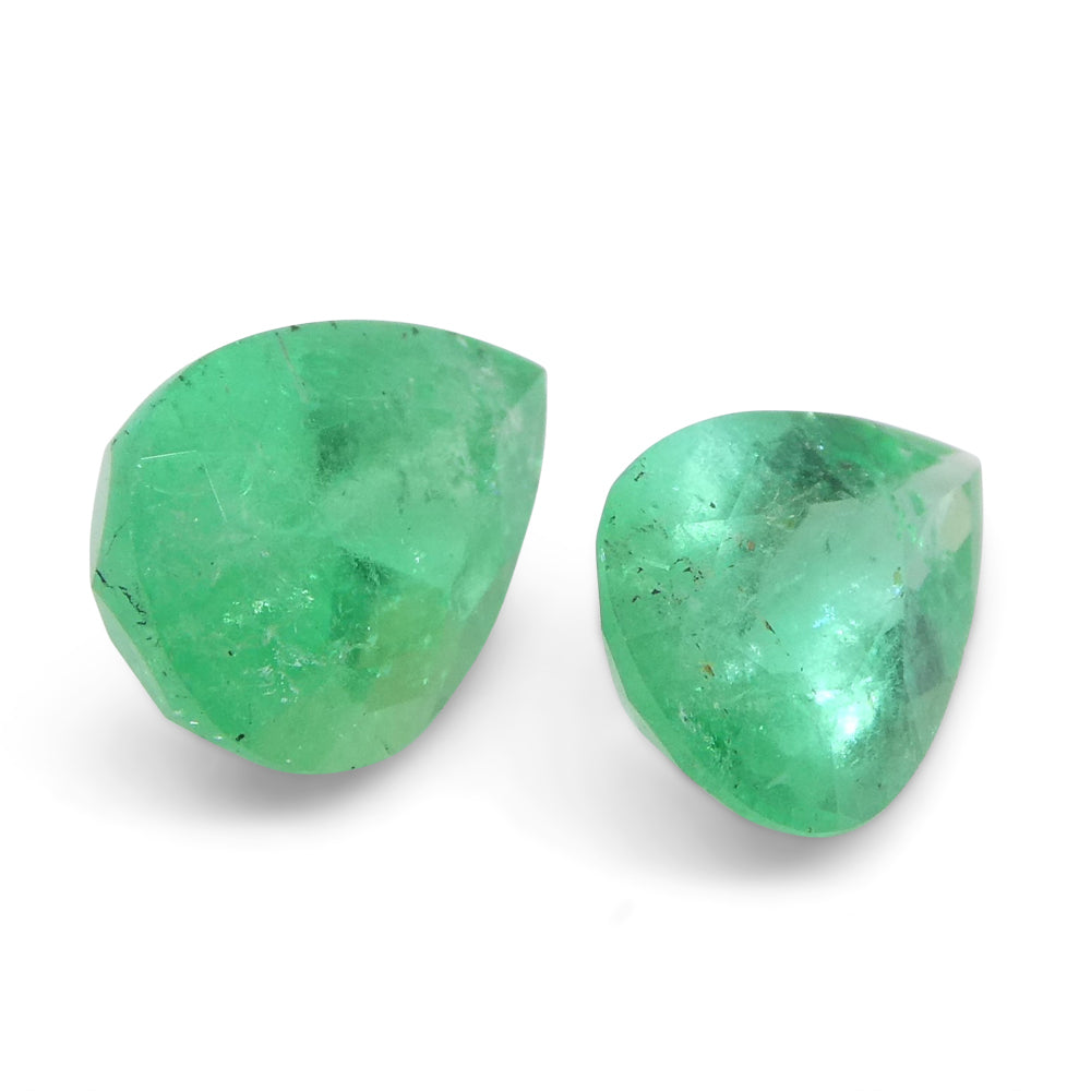 1.67ct Colombian Emerald Pair: Vivid Green Pear-Cut Gemstones from SkyJems Rare Gem Collection
