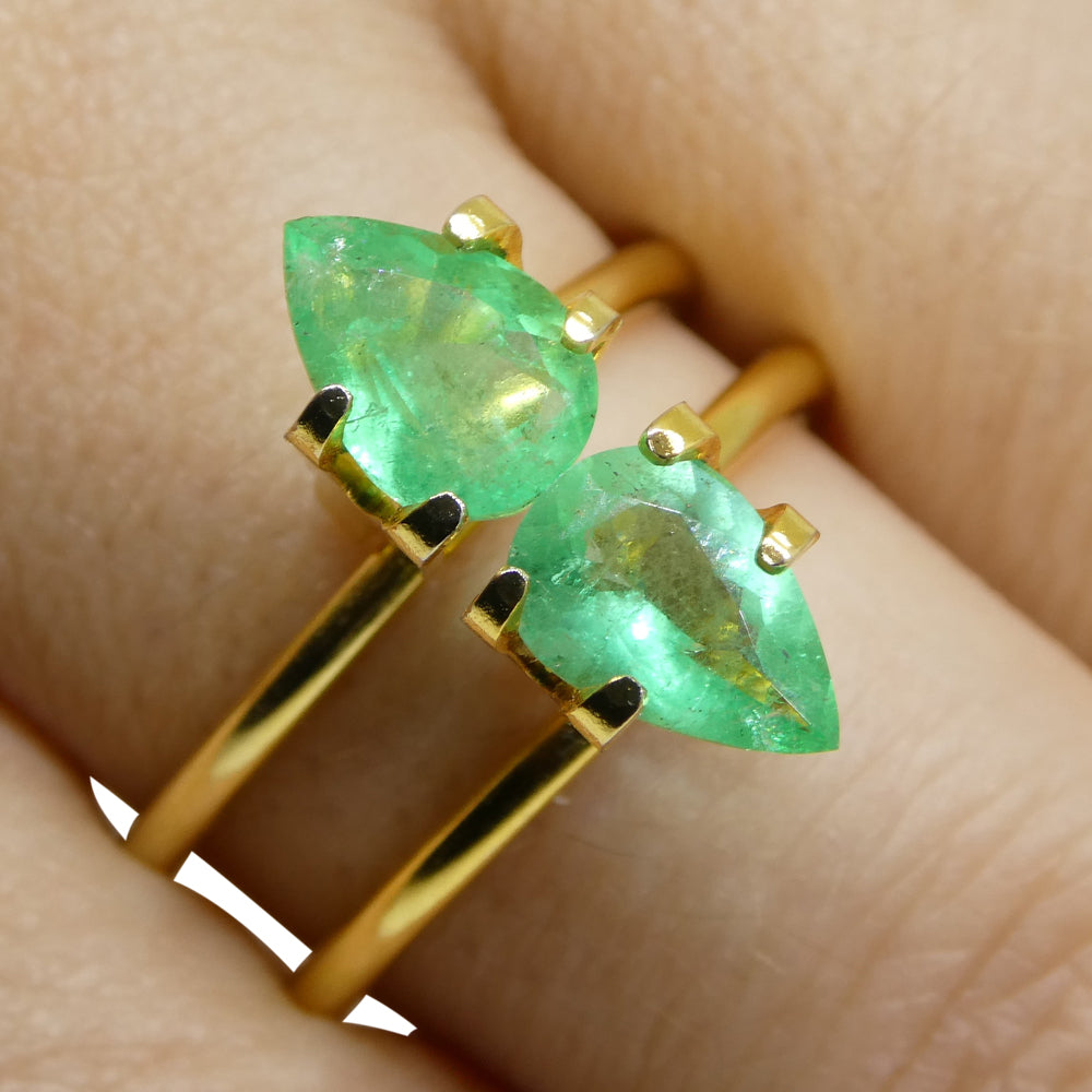 1.67ct Colombian Emerald Pair: Vivid Green Pear-Cut Gemstones from SkyJems Rare Gem Collection