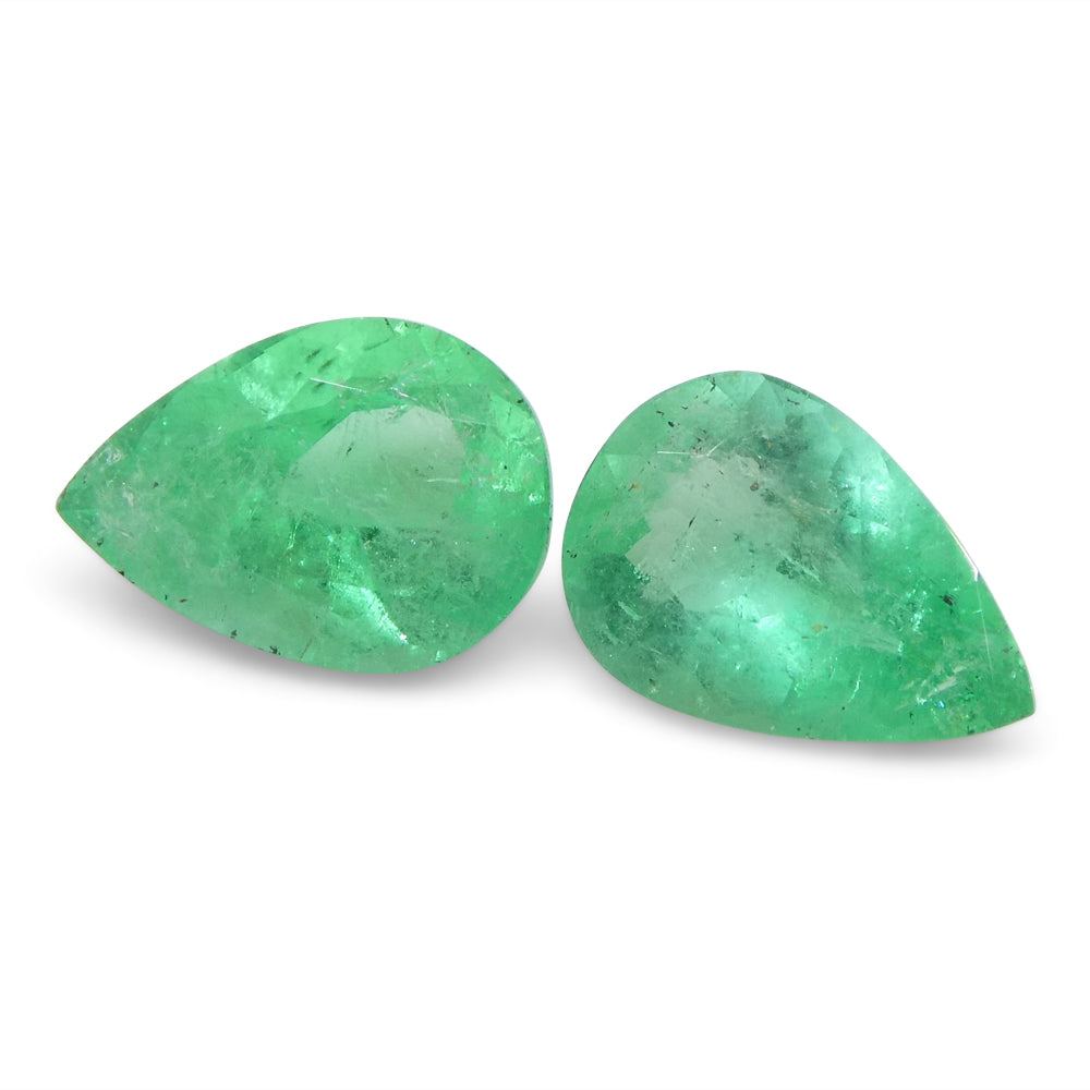 1.67ct Colombian Emerald Pair: Vivid Green Pear-Cut Gemstones from SkyJems Rare Gem Collection