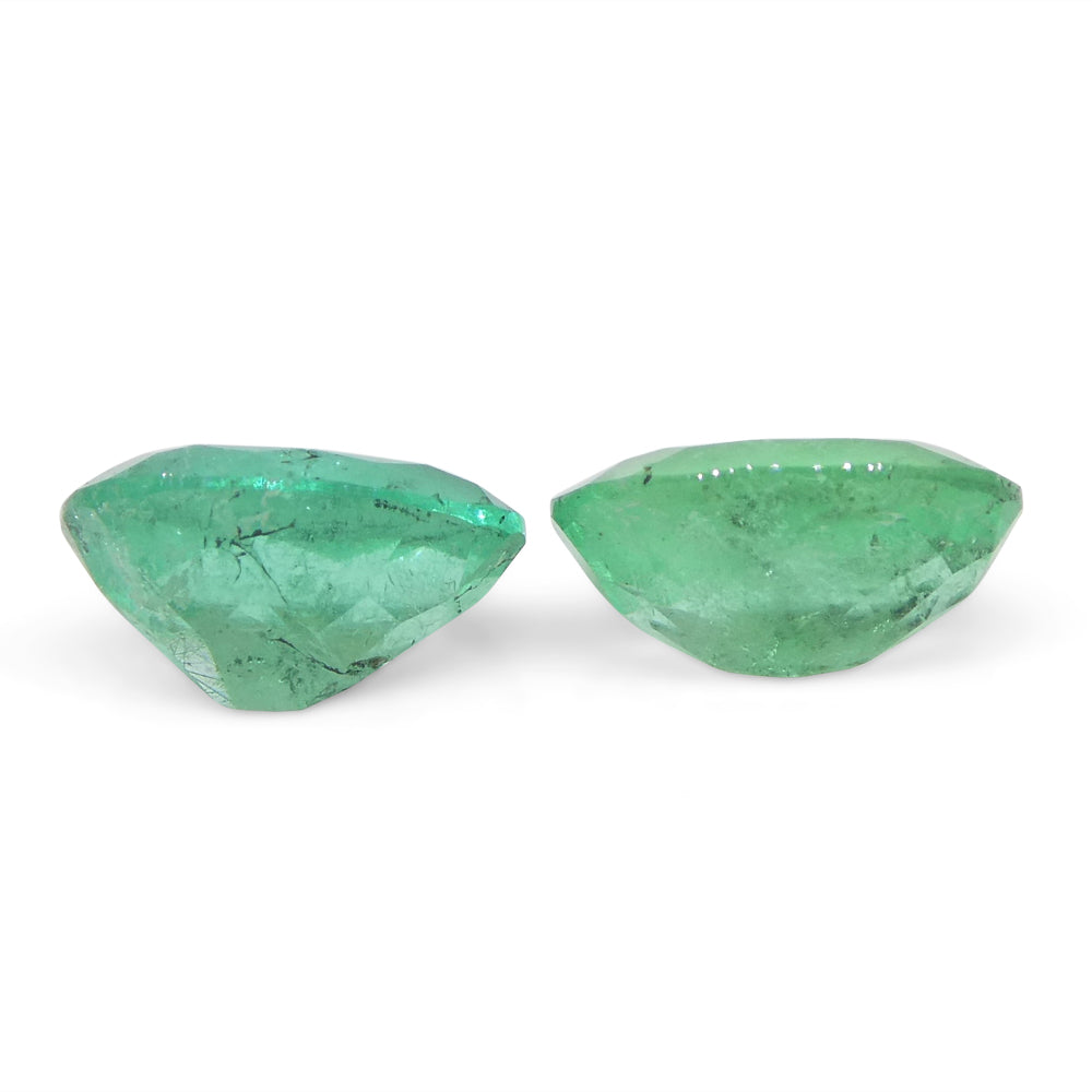 1.54ct Colombian Green Emerald Oval Pair, Moderate Clarity, SkyJems Fine Gemstones Collection