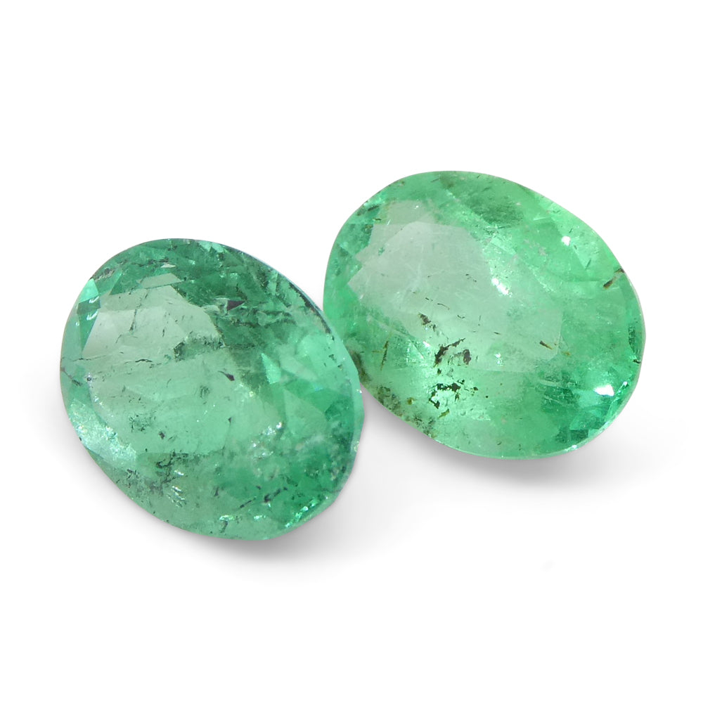 1.54ct Colombian Green Emerald Oval Pair, Vibrant Beryl Gemstone from SkyJems Fine Gems Collection