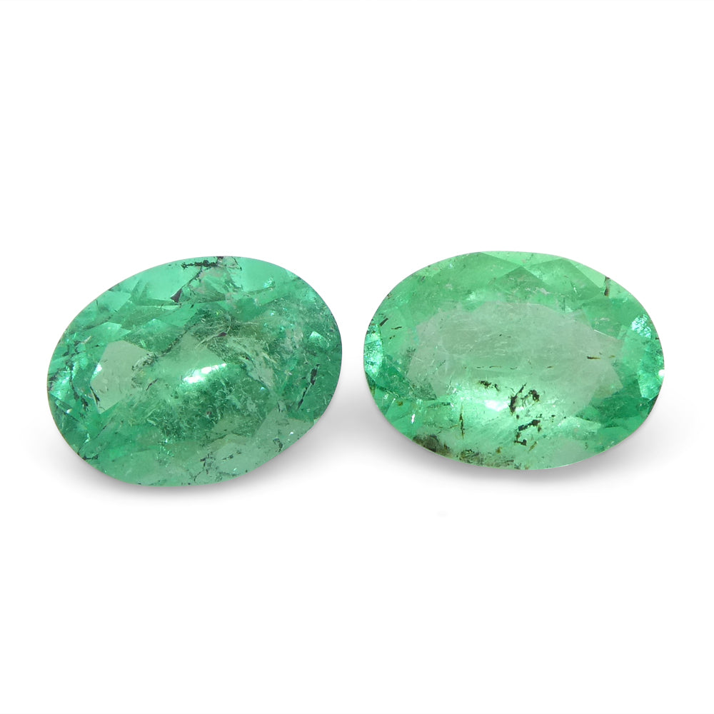 1.54ct Colombian Green Emerald Oval Pair, Vibrant Beryl Gemstone from SkyJems Premium Collection