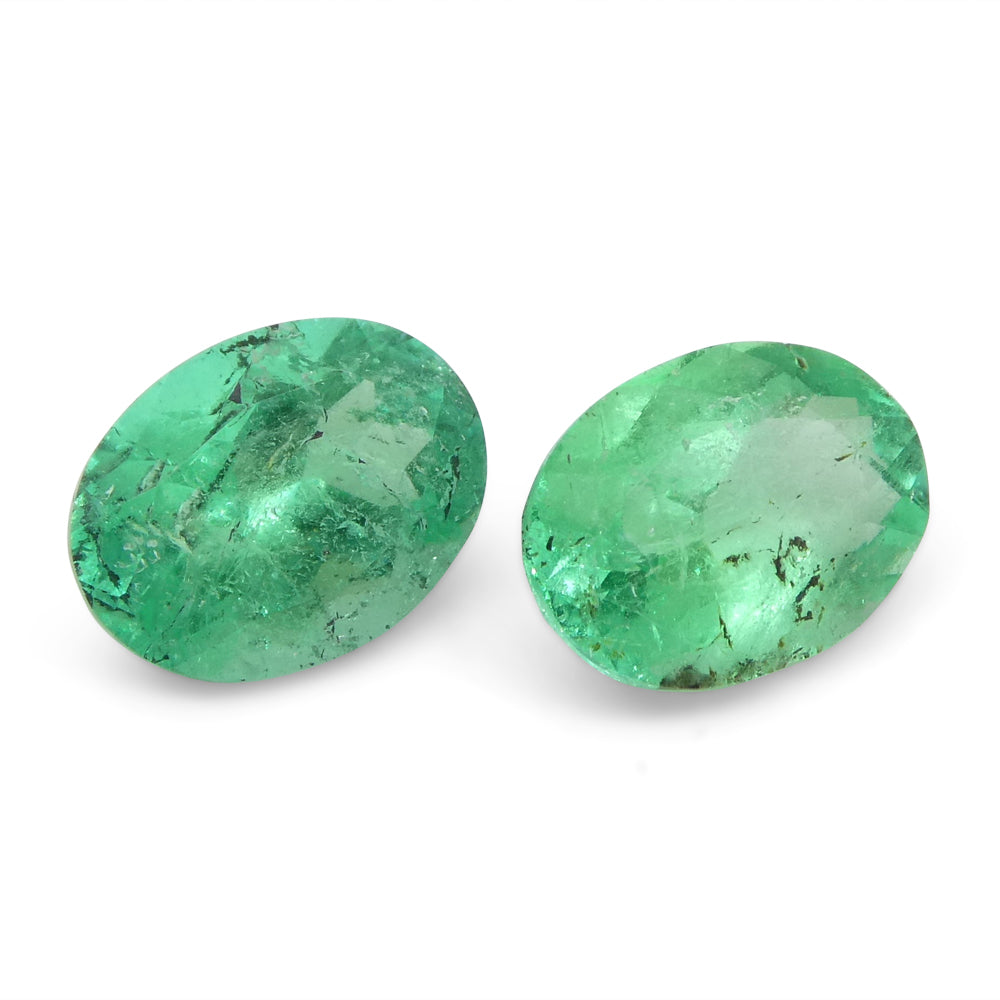 1.54ct Colombian Green Emerald Oval Pair, Moderately Strong Color, Premium SkyJems Gemstone Collection