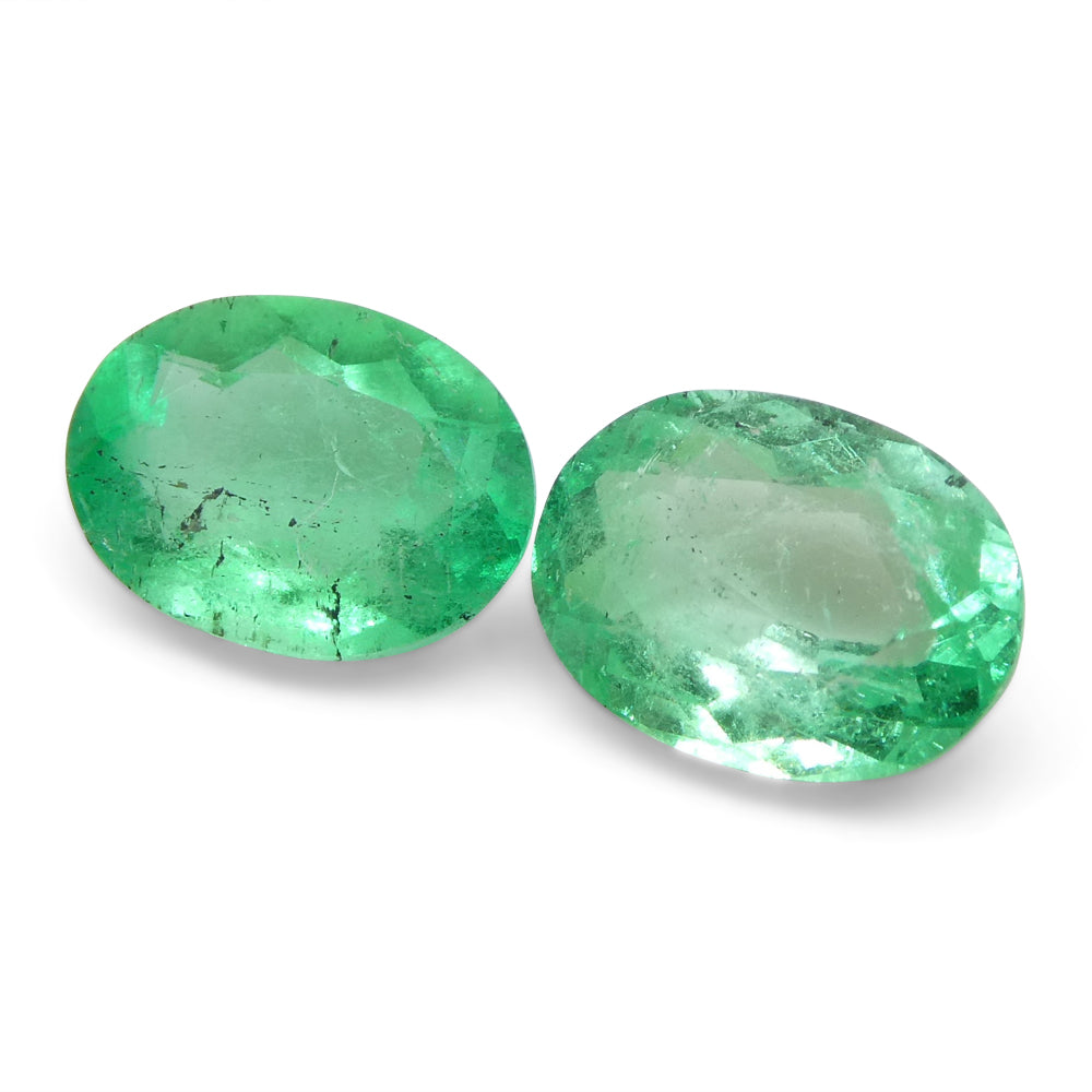 2.28ct Colombian Green Emerald Pair, Oval Cut Gemstones from SkyJems Rare Gem Collection