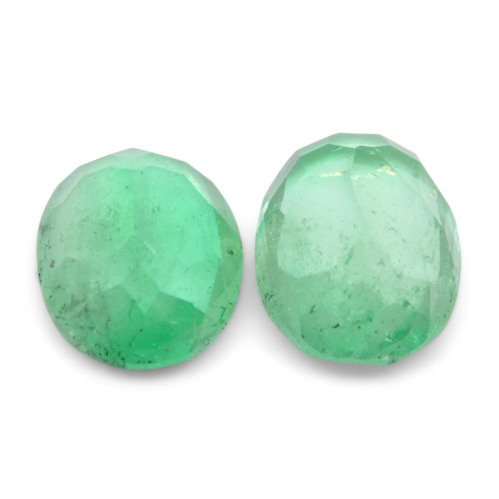 2.28ct Colombian Green Emerald Oval Pair, Moderately Strong Color | Premium Gemstone by SkyJems Canada