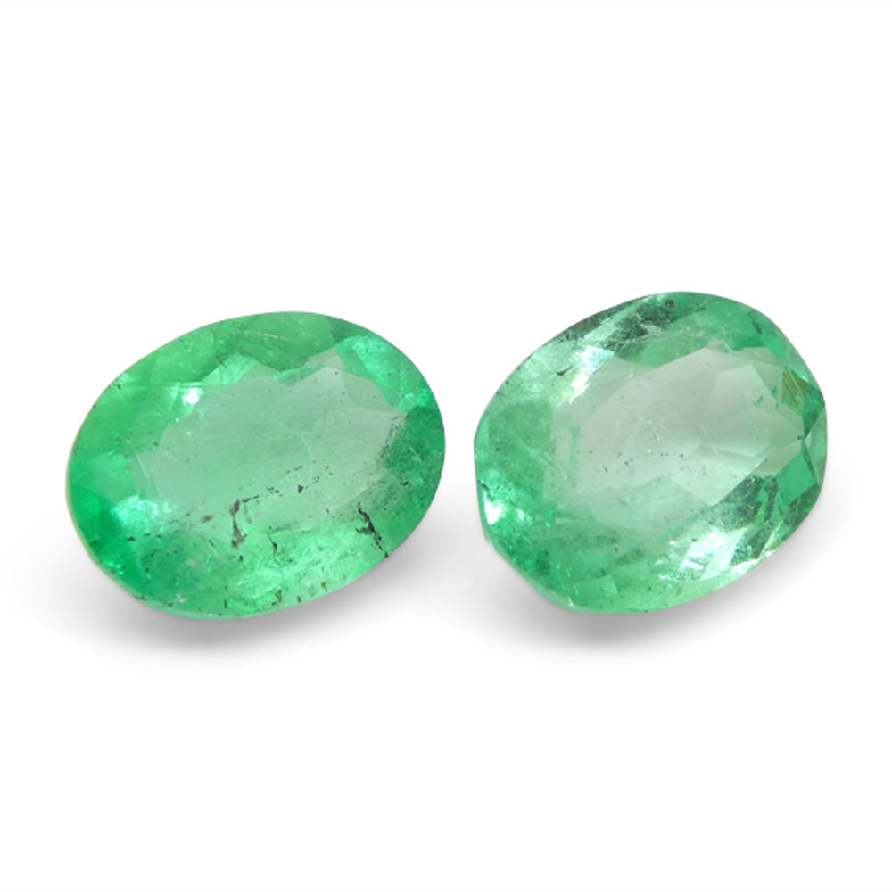 2.28ct Colombian Green Emerald Oval Pair, Moderately Strong Color | Premium Gemstone by SkyJems Canada