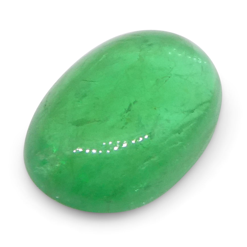 0.52ct Green Colombian Emerald Oval Cabochon Gemstone by SkyJems, Fine Colored Gem Specialists Since 1967