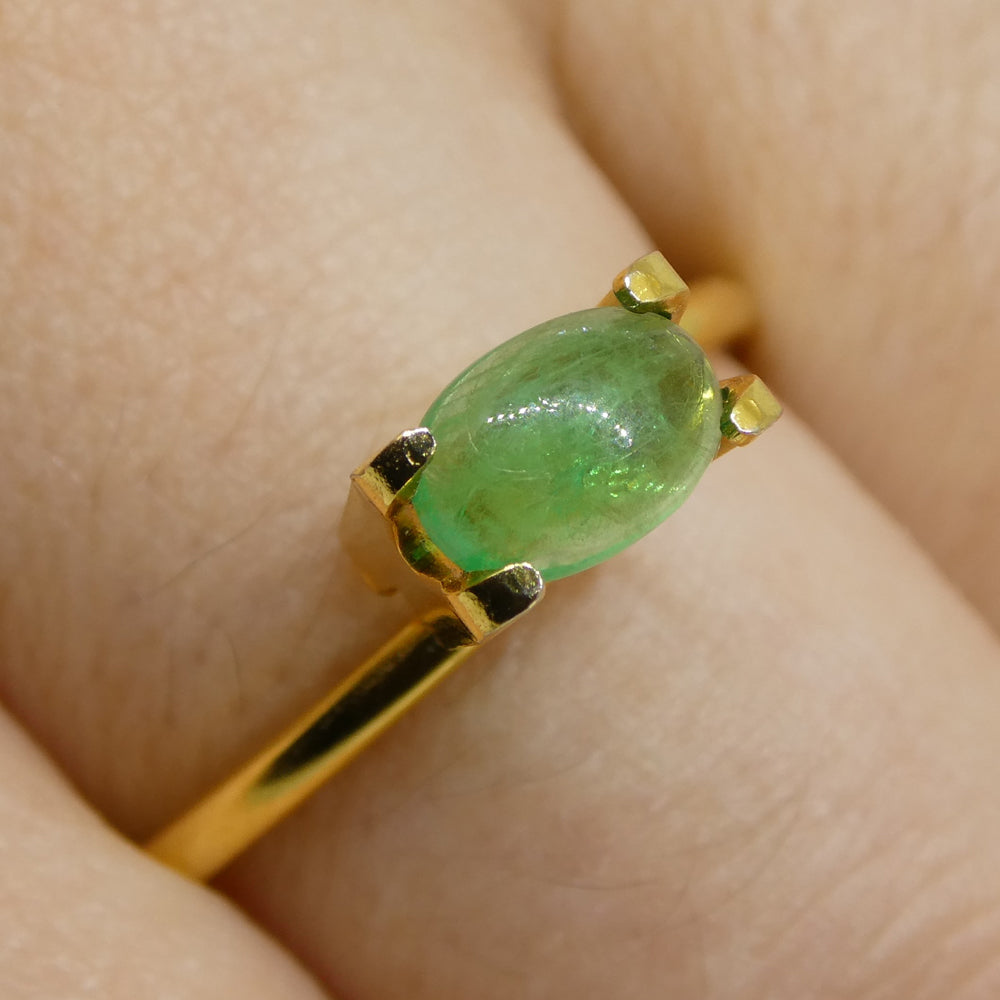 0.52ct Green Colombian Emerald Oval Cabochon Gemstone by SkyJems - Fine Beryl Collector's Gem