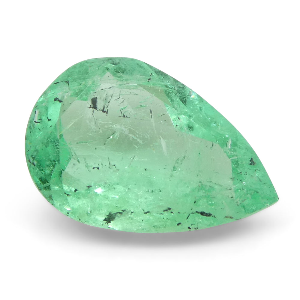 1.29ct Colombian Pear Green Emerald, Moderate Clarity, SkyJems Fine Gemstones Rare Natural Green Beryl