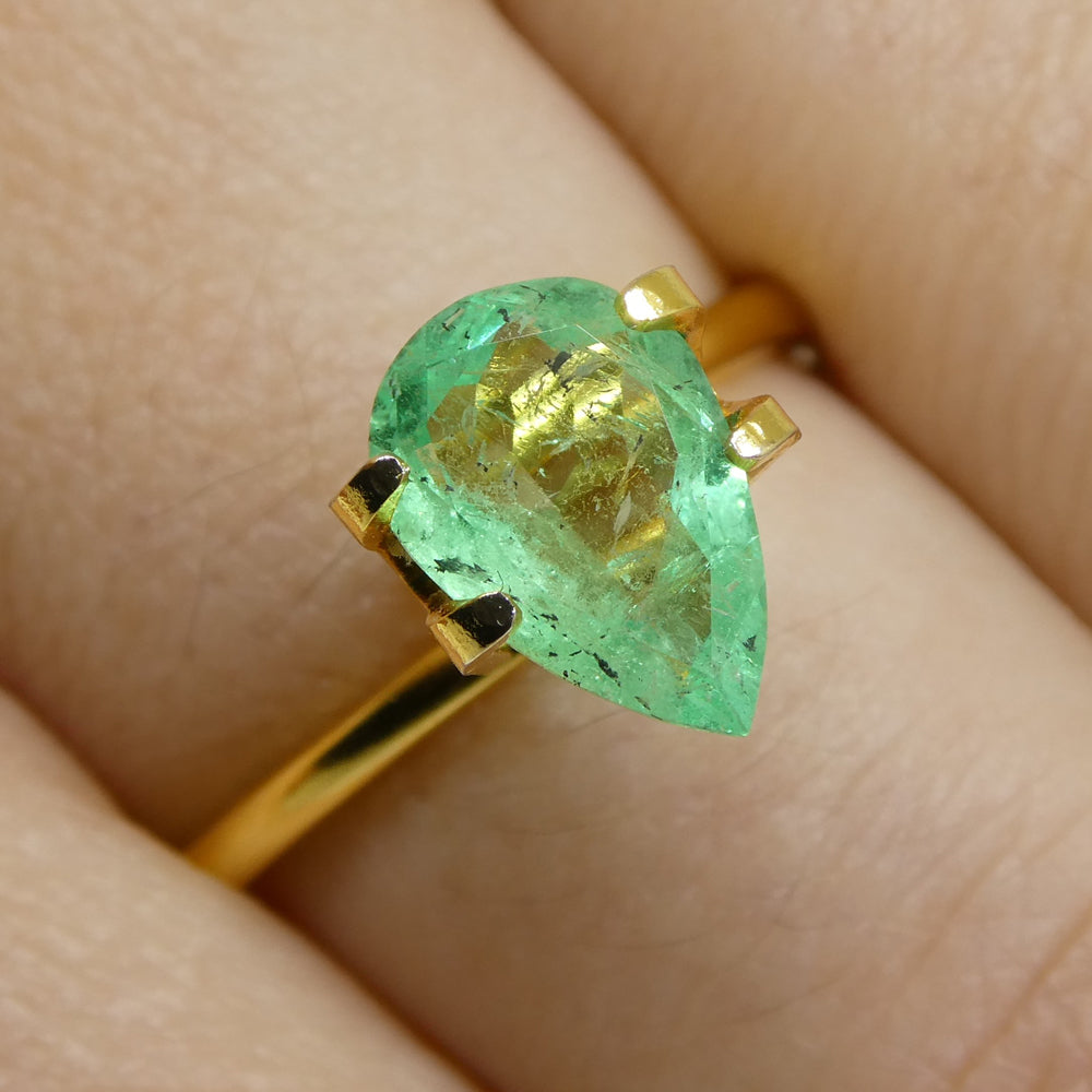 1.29ct Colombian Pear Green Emerald, Moderate Clarity, SkyJems Fine Gemstones Rare Natural Green Beryl