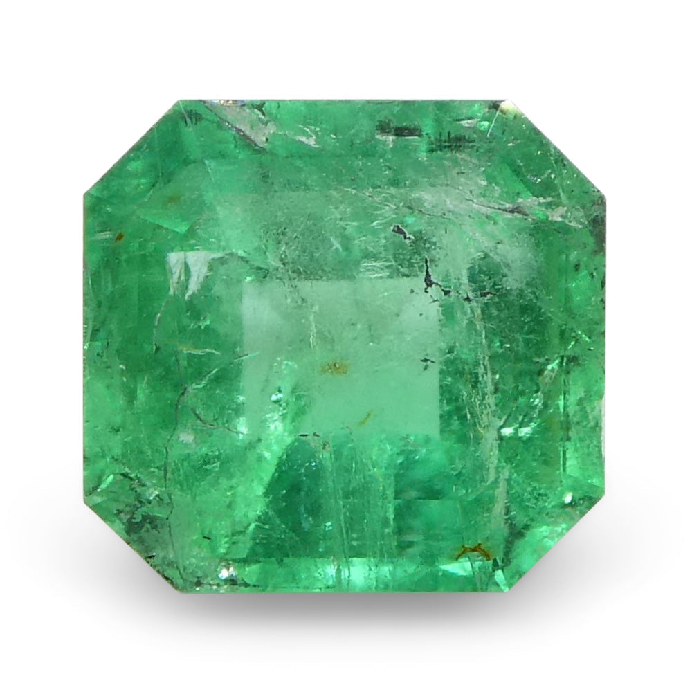 0.86ct Colombian Square Green Emerald, vibrant medium-green Step Cut gemstone from SkyJems premium gem collection