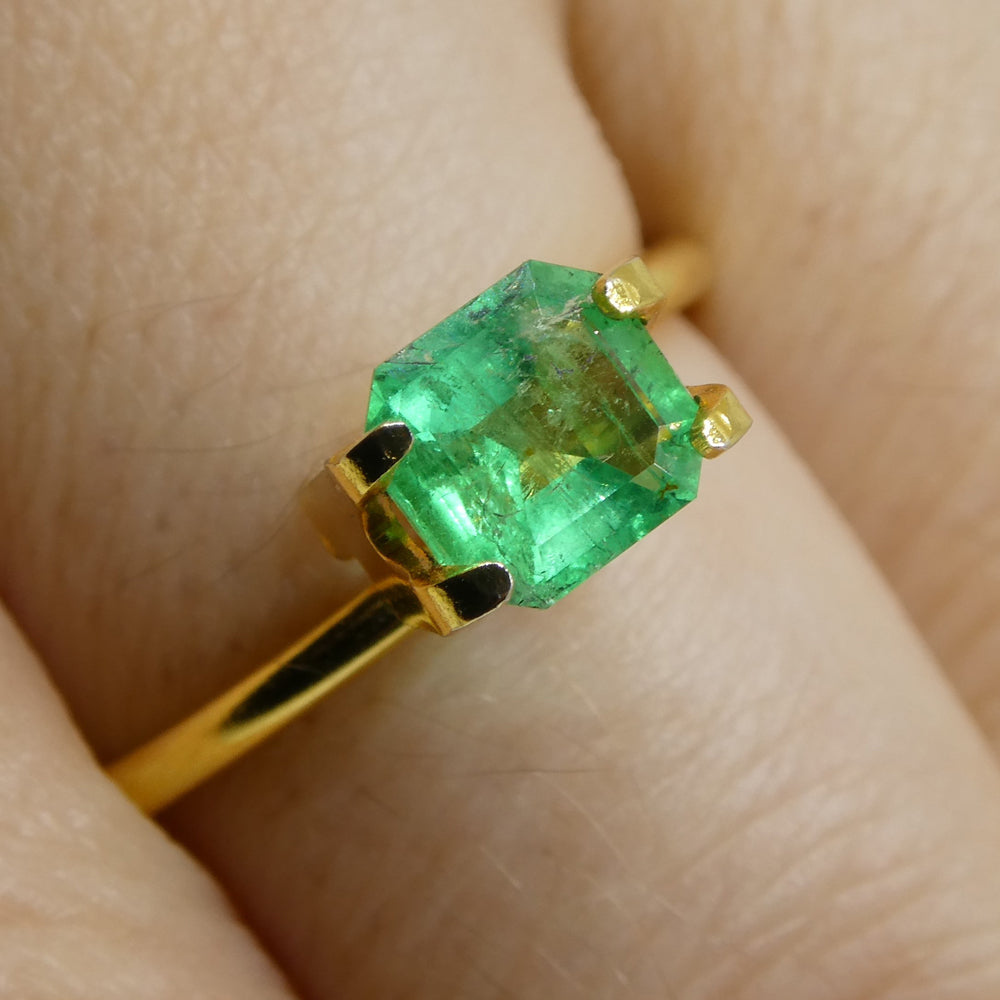 0.86ct Colombian Square Green Emerald, vibrant medium-green Step Cut gemstone from SkyJems' premium beryl collection
