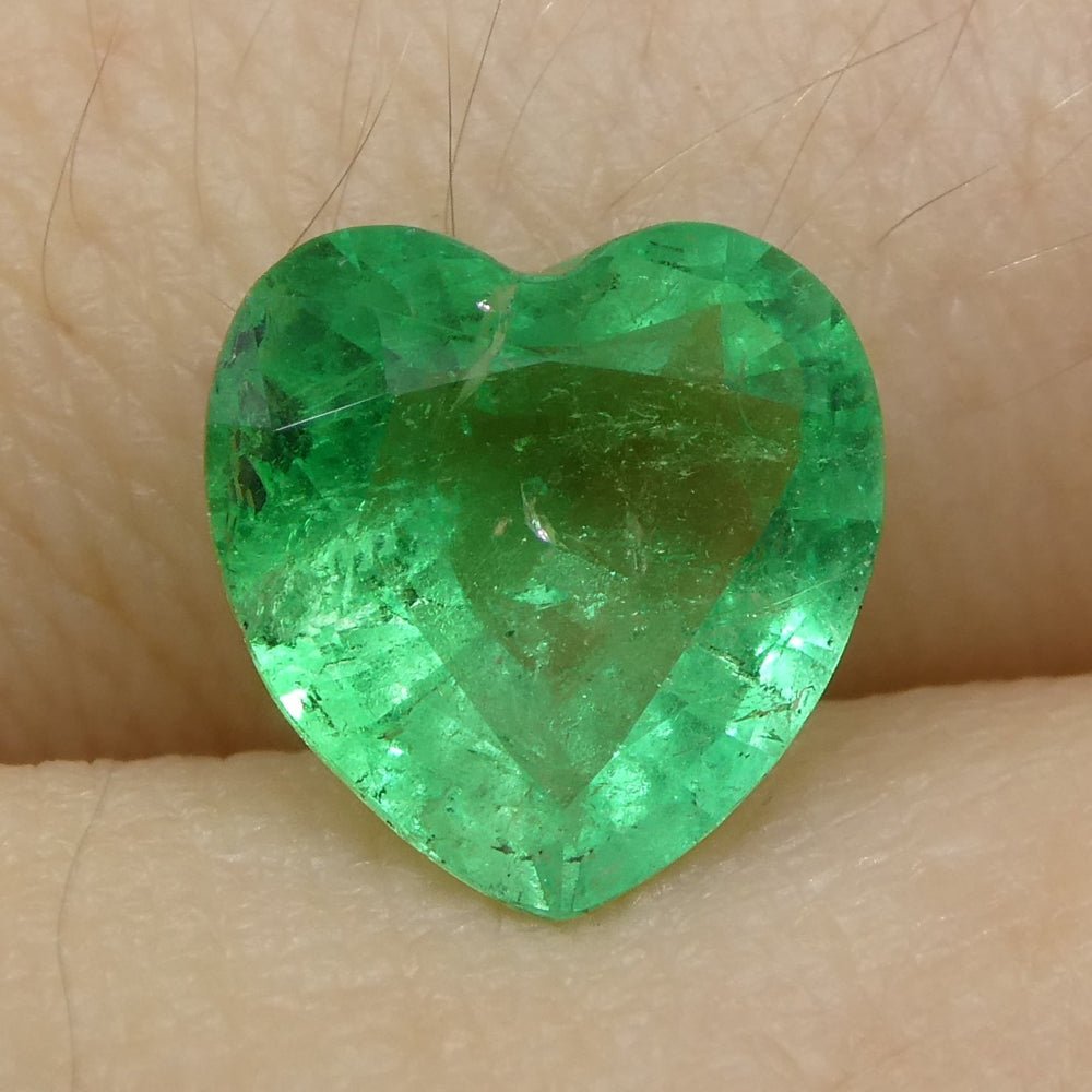 1.86ct Colombian Heart-Cut Green Emerald from SkyJems, premium medium-strong green beryl gemstone