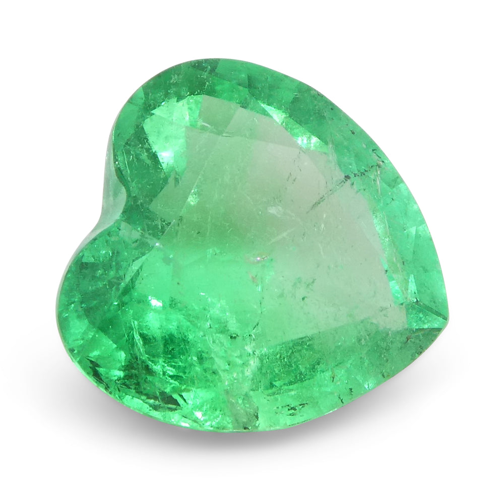 1.86ct Colombian Heart-Cut Green Emerald from SkyJems, premium medium-strong green beryl gemstone