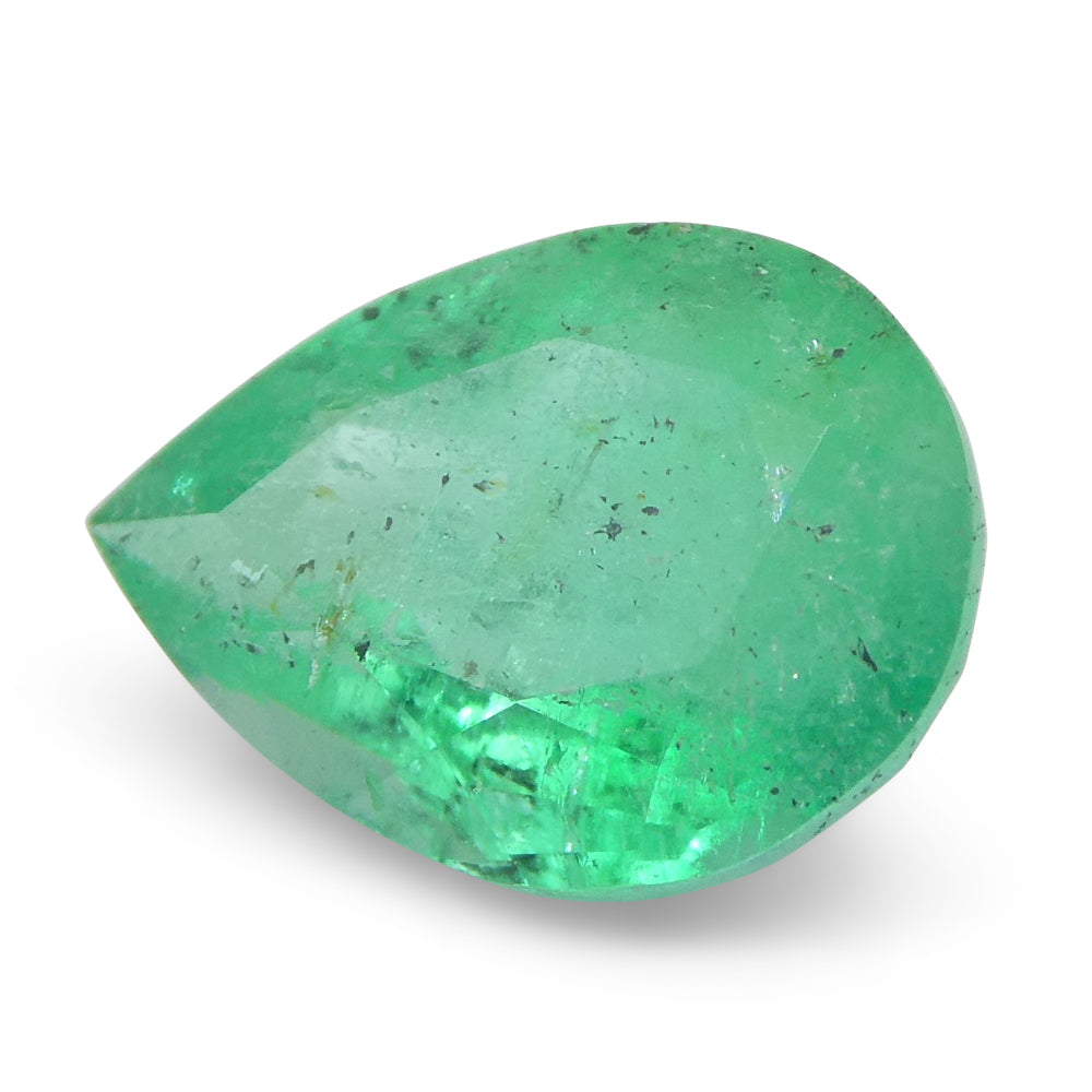 1.55ct Colombian Pear Green Emerald, Bluish Green Beryl Gemstone by SkyJems Fine Gems Canada